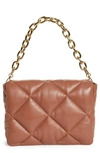 Stand Studio Brynnie Quilted Lambskin Leather Convertible Clutch In Tan With Gold Chain