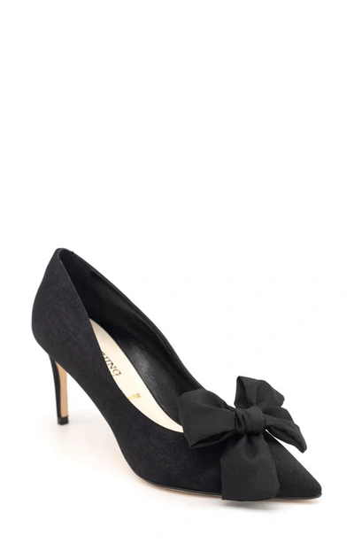 Something Bleu Elaina Bow Pointy Toe Pump In Blk