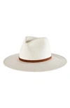 JANESSA LEONE PALOMA SUEDE TRIMMED STRAW FEDORA,RS22014