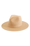 Janessa Leone Simone Packable Straw Fedora In Sand