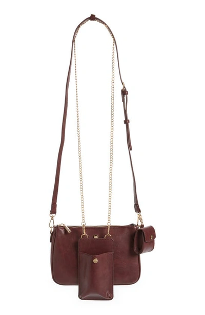 Mali + Lili Talullah 3-piece Vegan Leather Crossbody Bag In Wine