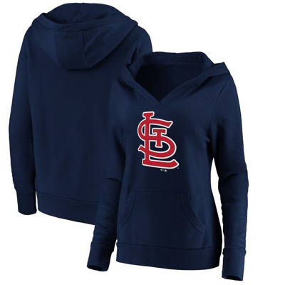 Fanatics Plus Size Navy St. Louis Cardinals Official Logo Crossover V-neck Pullover Hoodie