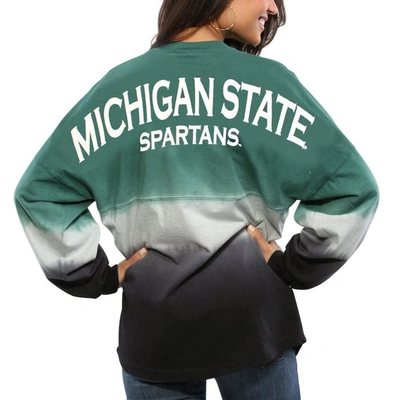 Spirit Jersey Women's Green Michigan State Spartans Ombre Long Sleeve Dip-dyed T-shirt