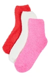 Stems Three Pack Cozy Ankle Socks In Red