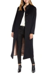 Fleurette Long Stand Collar Cashmere Coat In Black Old