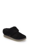 Olukai Kui Genuine Shearling Slipper In Black/ Fog