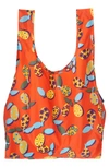 Baggu Standard  Nylon Ripstop Tote In Kumquat Collage