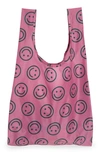 Baggu Standard  Nylon Ripstop Tote In Raspberry Happy