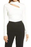 Halogenr Cutout Mock Neck Knit Top In Off White