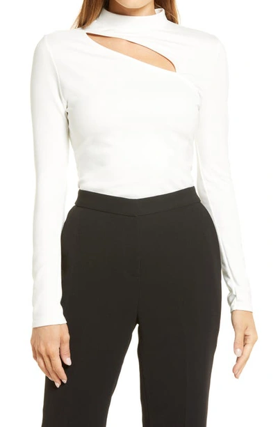 Halogenr Cutout Mock Neck Knit Top In Off White
