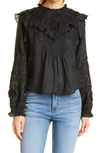 Veronica Beard Espalier Embroidered Blouse In Black