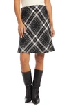 Karen Kane Plaid Jacquard A-line Skirt In Black Cream