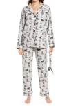 Pj Salvage Flannel Pajamas With Headband In Light Grey