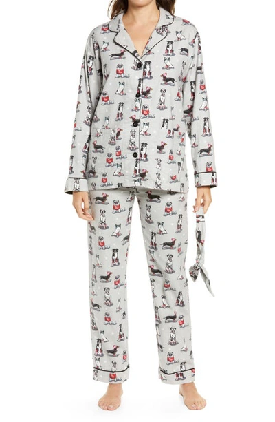 Pj Salvage Flannel Pajamas With Headband In Light Grey