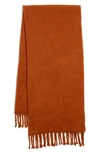 Madewell Textured Solid Contrast Fringe Scarf In Warm Nutmeg