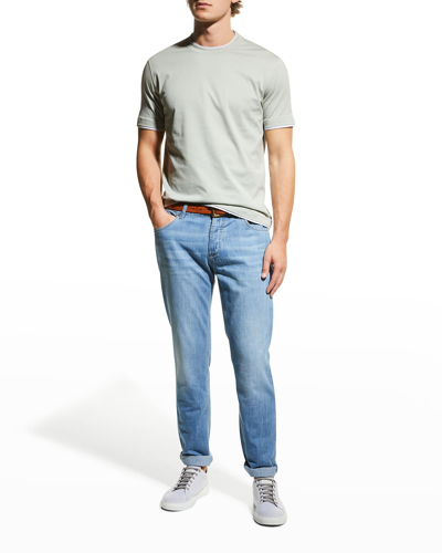 Brunello Cucinelli Men's Tipped Crew T-shirt In Ctk37 Yellow