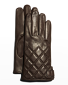 Guanti Giglio Fiorentino Men's Quilted Napa Snap Gloves With Cashmere Lining In 12 Brown
