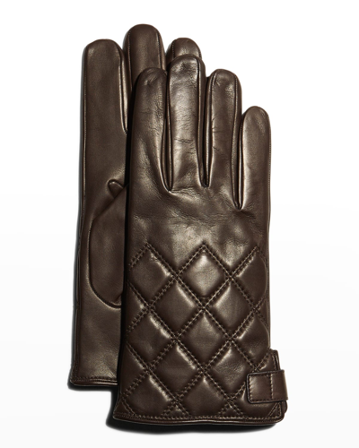 Guanti Giglio Fiorentino Men's Quilted Napa Snap Gloves With Cashmere Lining In 12 Brown