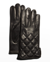 Guanti Giglio Fiorentino Men's Quilted Napa Snap Gloves With Cashmere Lining In 48 Black