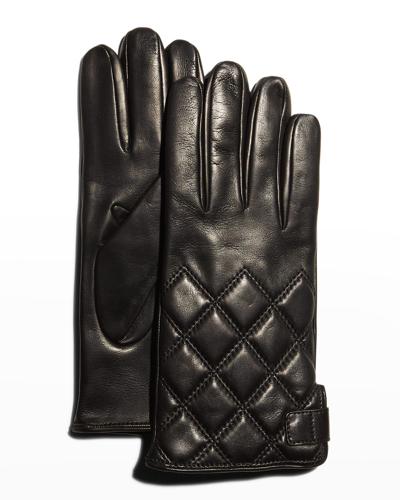 Guanti Giglio Fiorentino Men's Quilted Napa Snap Gloves With Cashmere Lining In 48 Black