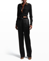 Tom Ford Logo Silk Satin Pajama Pants In Black
