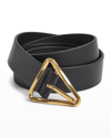 Bottega Veneta Twisted Triangle Napa Buckle Belt In 8425 Black Gold