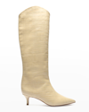 Schutz Maryana Lo Crocodile-embossed Leather Boot In Almond Buff In Xvp5 Almond Buff