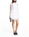 Cult Gaia Emi Feather Embellished Mini Dress In Off White