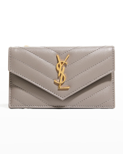 Saint Laurent Monogramme Small Grain De Poudre Ysl Envelope Wallet In 1202 Fog