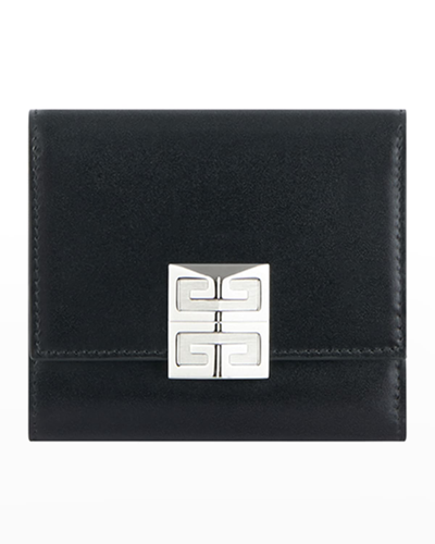 Givenchy 4g Trifold Wallet In Calf Leather In 001 Black