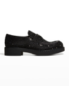 Prada Men's Allover Crystal Dress Loafers In Nero