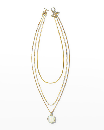 Kendra Scott Davis Chain Triple-strand Necklace In Iridescent Opalit