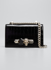 Alexander Mcqueen Jewelled Four-ring Handle Satchel In Black