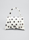 Balenciaga Hourglass Small Polka-dot Top-handle Bag In White Black