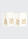 Hunt Slonem Painted Bunny Embroidered Dinner Napkin - White/gold