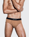 Tom Ford Men's Jacquard Logo Cotton Briefs In Nude 3