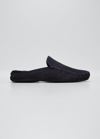 Manolo Blahnik Men's Crawford Suede Slippers In Navy4109