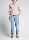 Brunello Cucinelli Men's Cashmere 1/4-zip Sweater In Cay40 Light Blue