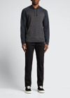 Vince Men's Double-knit Colorblock Pullover Hoodie In Coastalh Charcoal