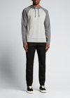 Vince Men's Double-knit Colorblock Pullover Hoodie In Medium Heather Gray