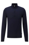 Hugo Boss Slim Fit Sweater In Extra Fine Merino Wool In Blue