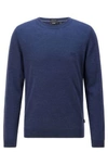 Hugo Boss Regular Fit Sweater In Extra Fine Merino In Blue