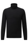 Hugo Boss Regular Fit Rollneck Sweater In Extra Fine Merino Wool In Black