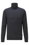 Hugo Boss Regular-fit Rollneck Sweater In Extra-fine Merino Wool- Grey Men's Sweaters Size L
