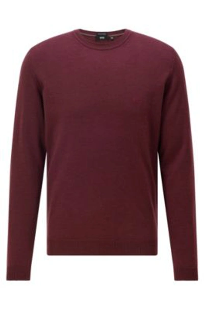 Hugo Boss Regular-fit Sweater In Extra-fine Merino In Dark Red