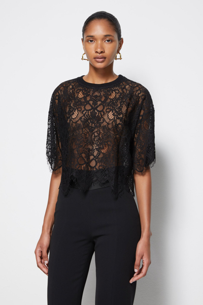 Core Collection Signature Corded Lace Top In Black
