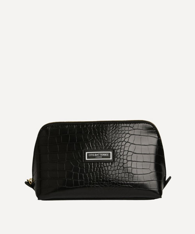 Otis Batterbee Large Faux Croc Makeup Bag In Black