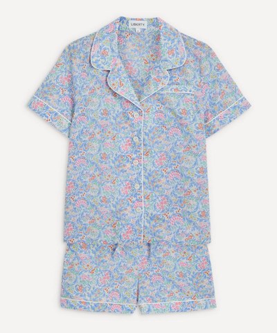 Liberty Sleeping Beauty Tana Lawn Cotton Short Pyjama Set In Blue