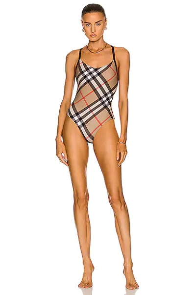 Burberry Beige Vintage Check One-piece Swimsuit