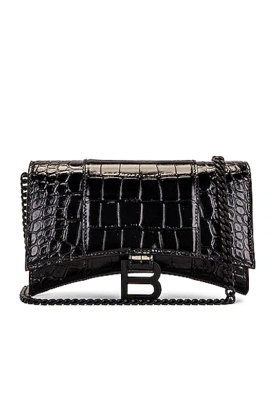 Balenciaga Hourglass Wallet On Chain Bag In Black